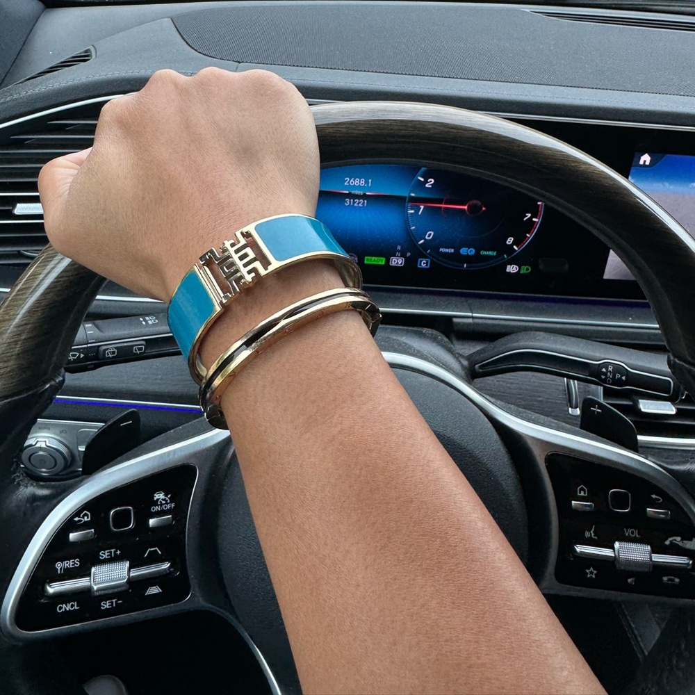 Shanghai Tang Gold and Teal Bracelet